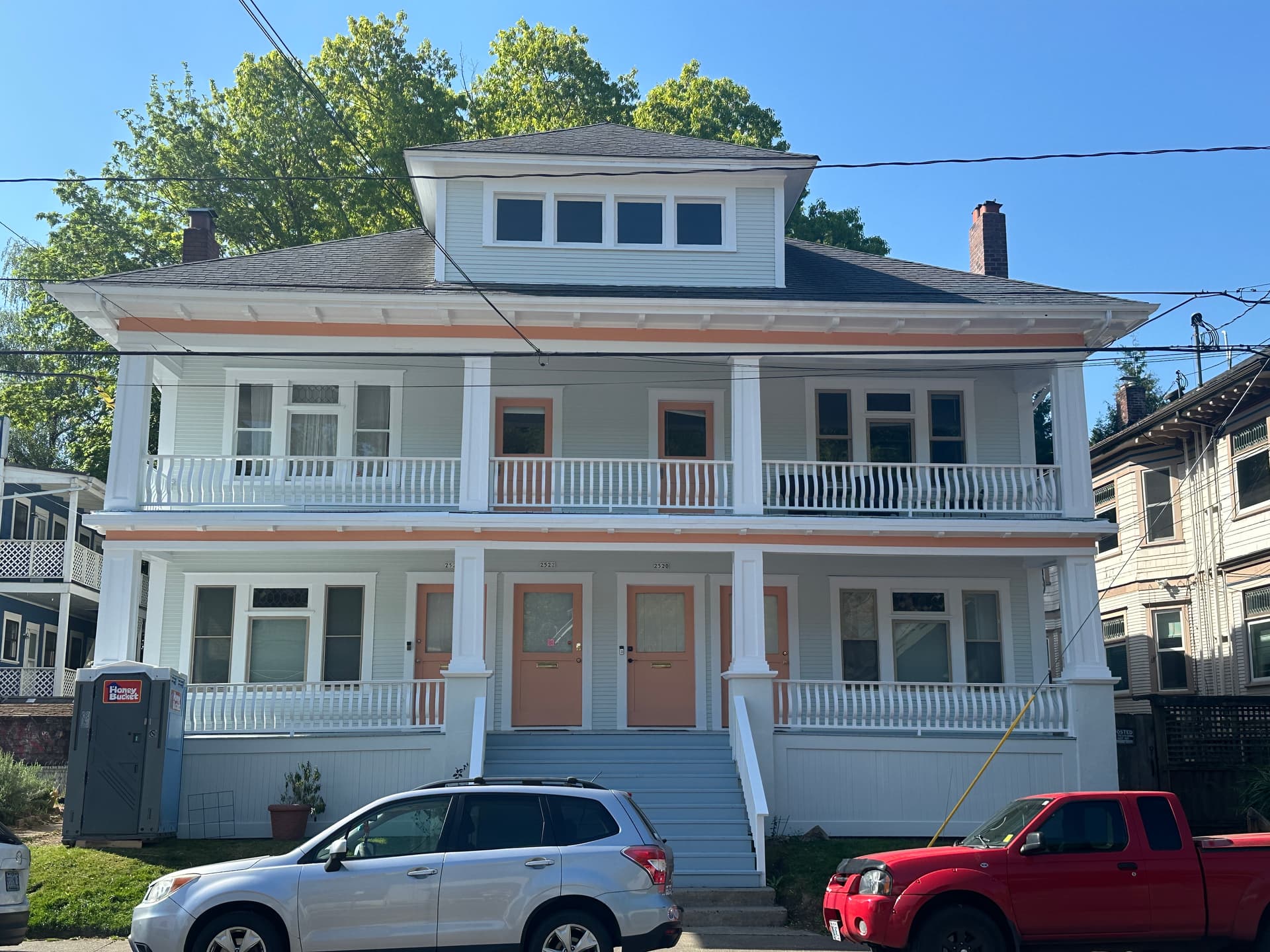 HOA exterior repaint with refreshed trim and siding